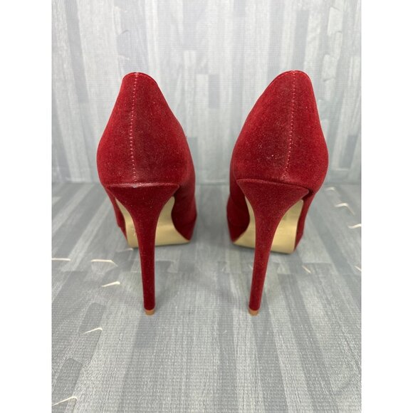 Colin Stuart Platform Pumps Heels Size 9 B Oxblood Red Round Toe - Picture 2 of 13